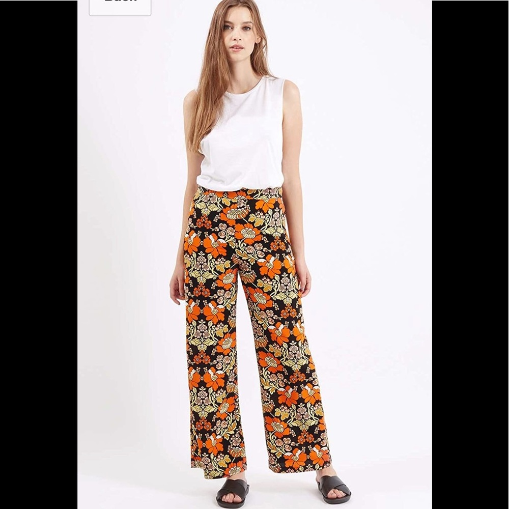 TOPSHOP Floral Print Wide Leg Pants Size 0